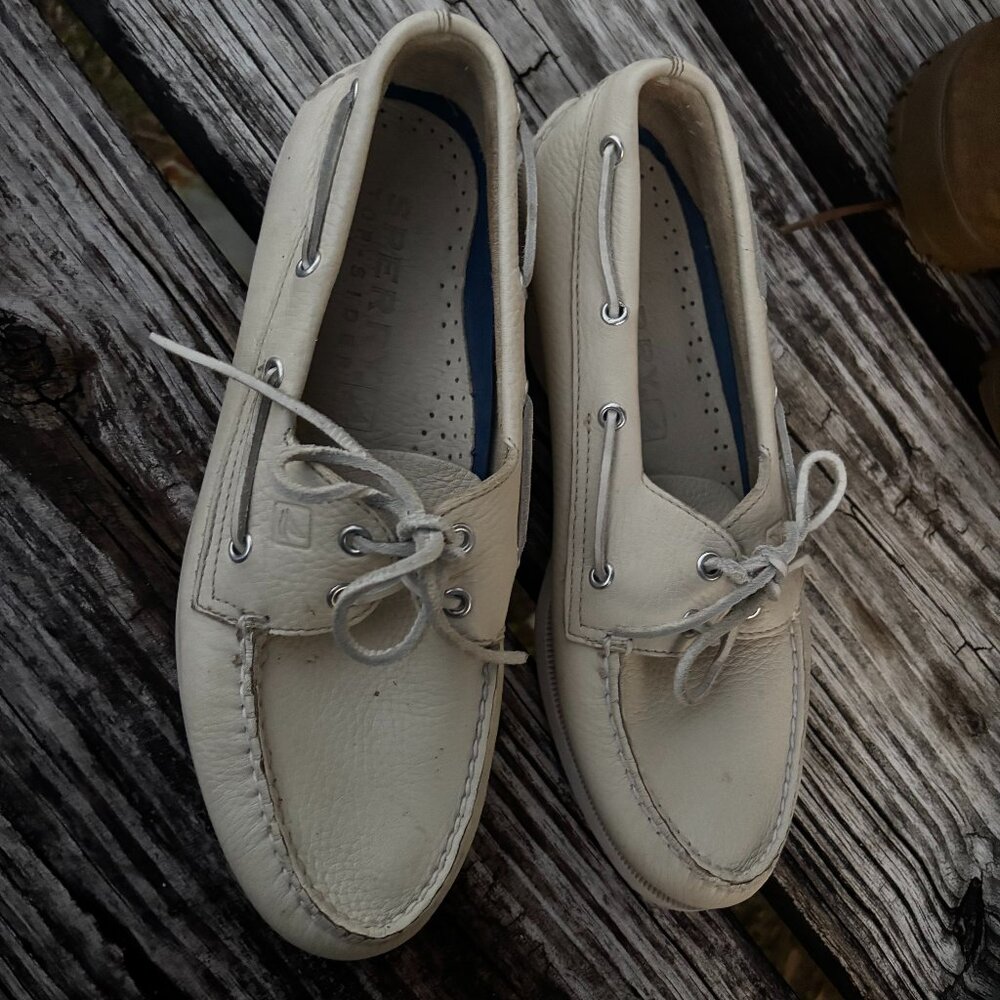 Sperry Men's Leather Boat Shoes Size 11 Beige Casual Summer